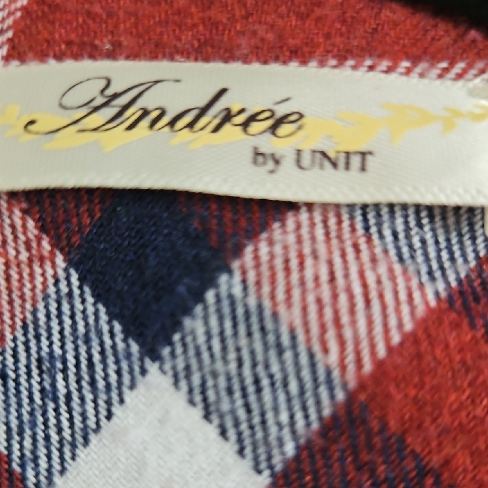 ANDREE BY UNIT Red and Blue Plaid Cardigan - Picture 2 of 5